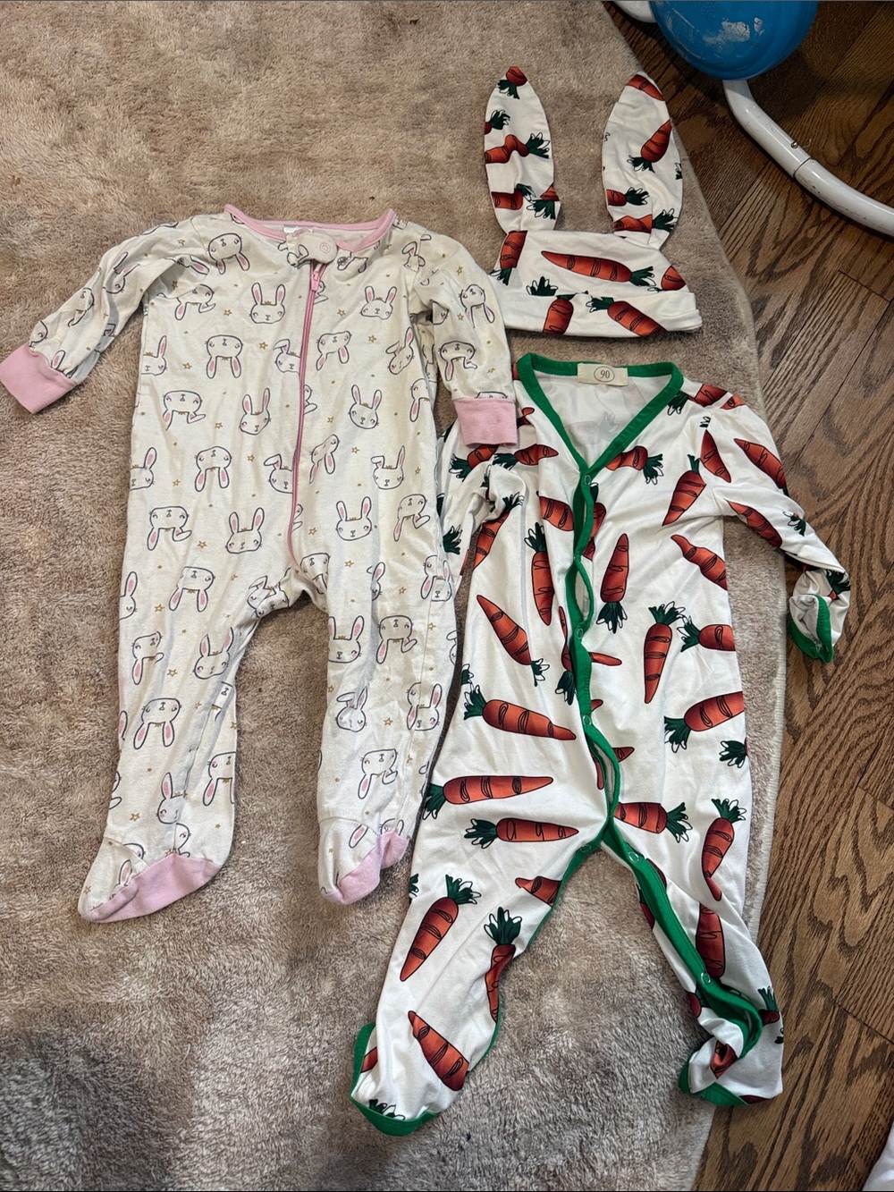 Baby Easter outfits set of 2 - bunny and carrot onesies